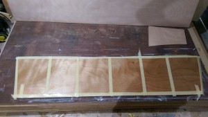 The underside of the 12 mm plywood boarding platform is saturated with three coats of West System epoxy